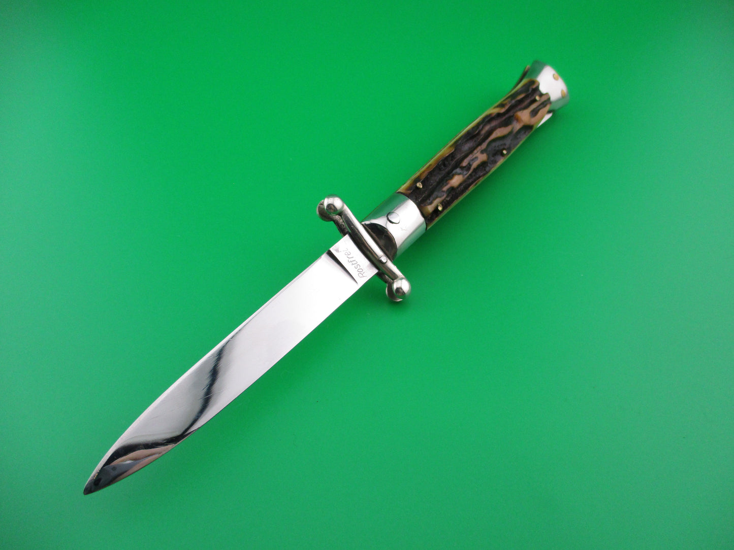 z Gustav Brenner 21cm Italian Swing Guard Stag Vintage Automatic knife