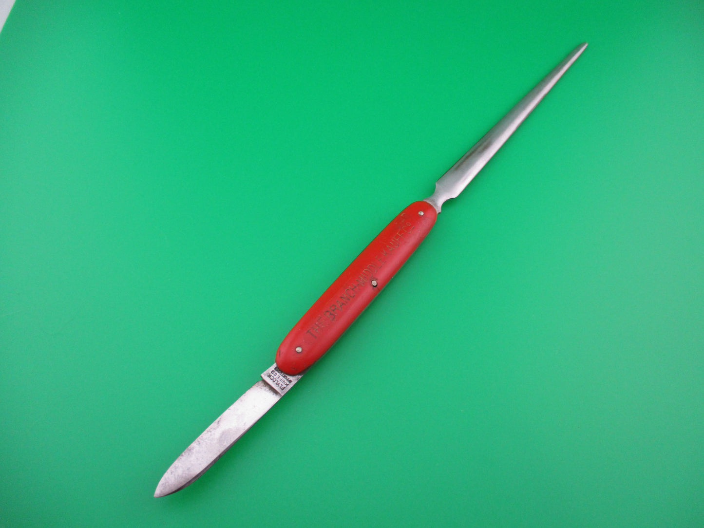 Flylock Letter Opener Red THE BRANCH MIDDLE KAUFF Co advertising