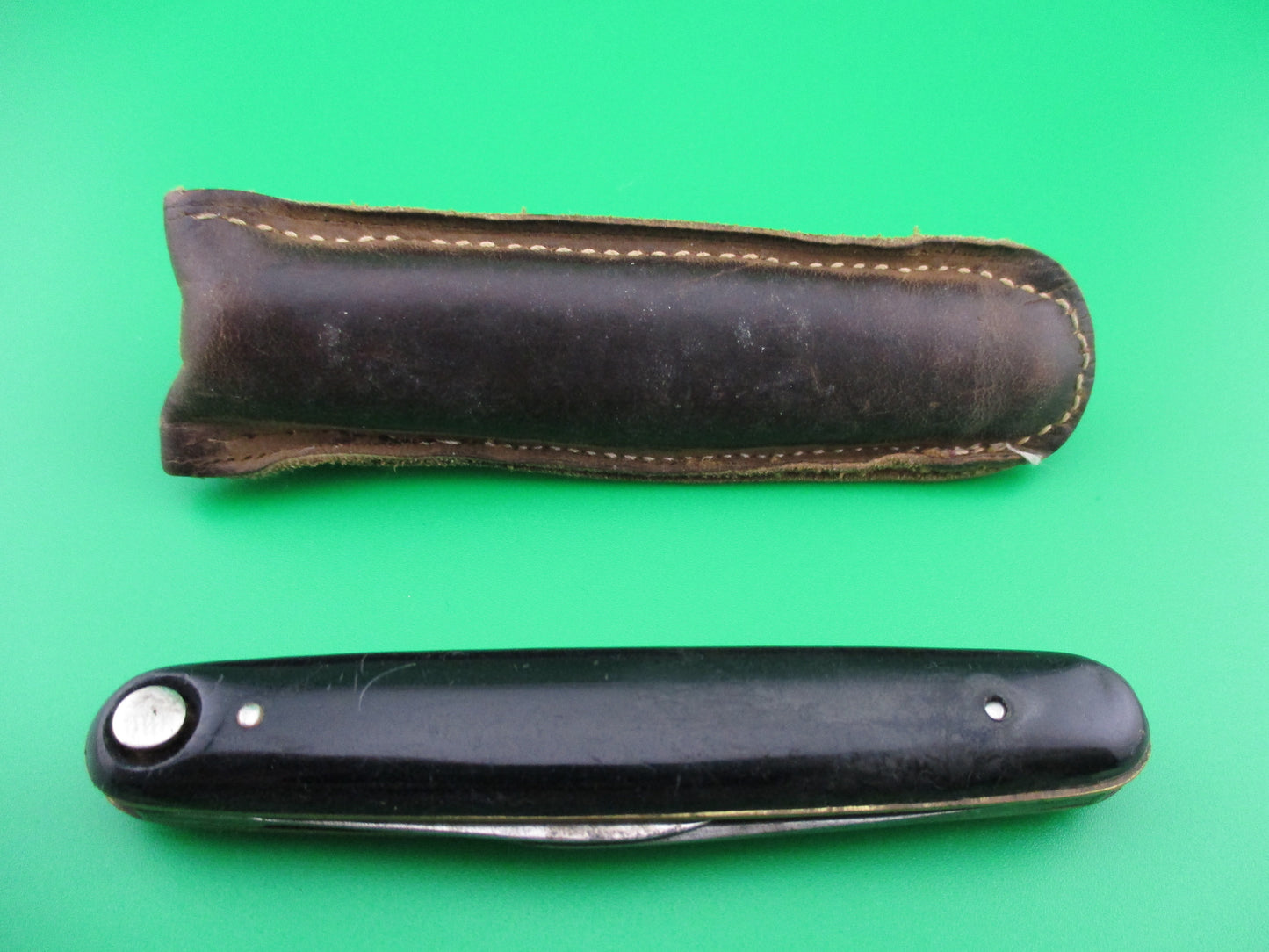z Press Button Knife Co medium double Black switchblade w/ original purse
