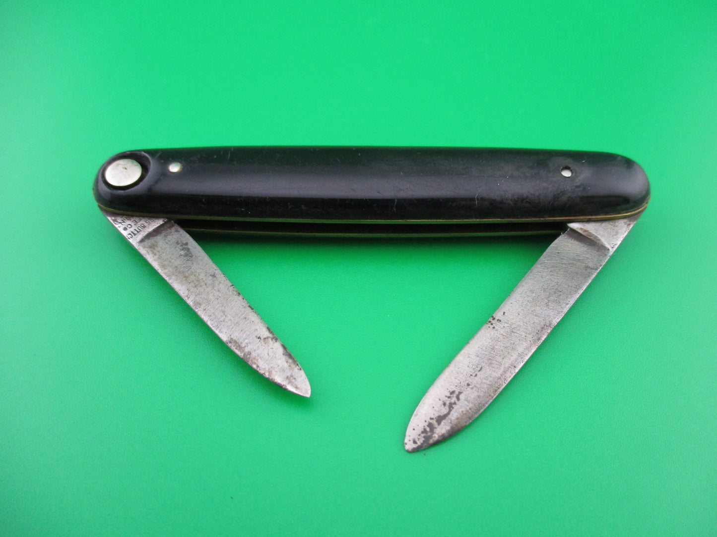 z Press Button Knife Co medium double Black switchblade w/ original purse