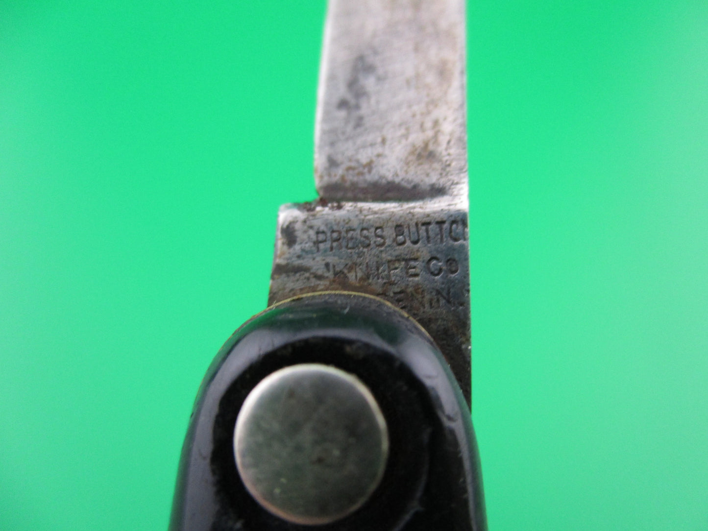 z Press Button Knife Co medium double Black switchblade w/ original purse