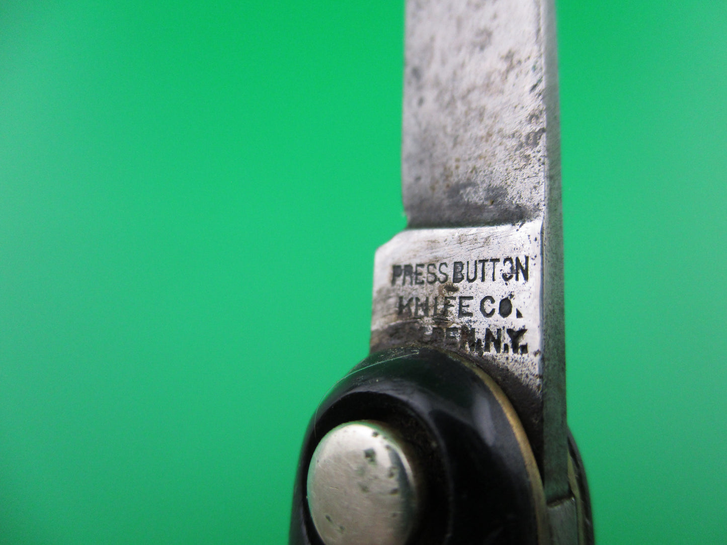 z Press Button Knife Co medium double Black switchblade w/ original purse