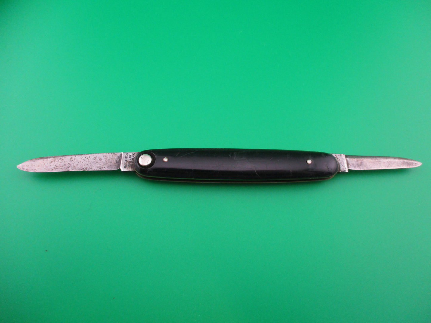 z Press Button Knife Co medium double Black switchblade w/ original purse
