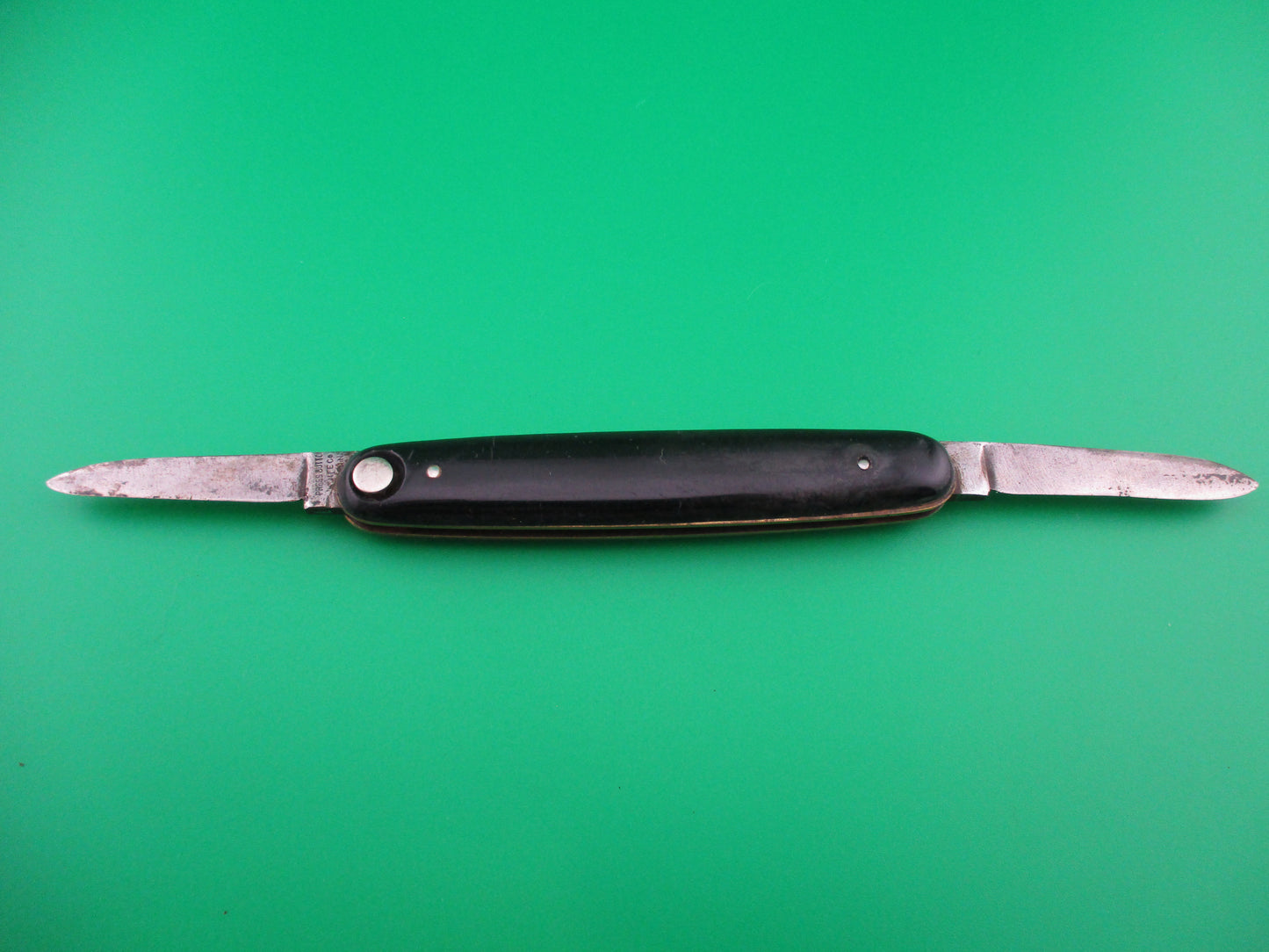 z Press Button Knife Co medium double Black switchblade w/ original purse