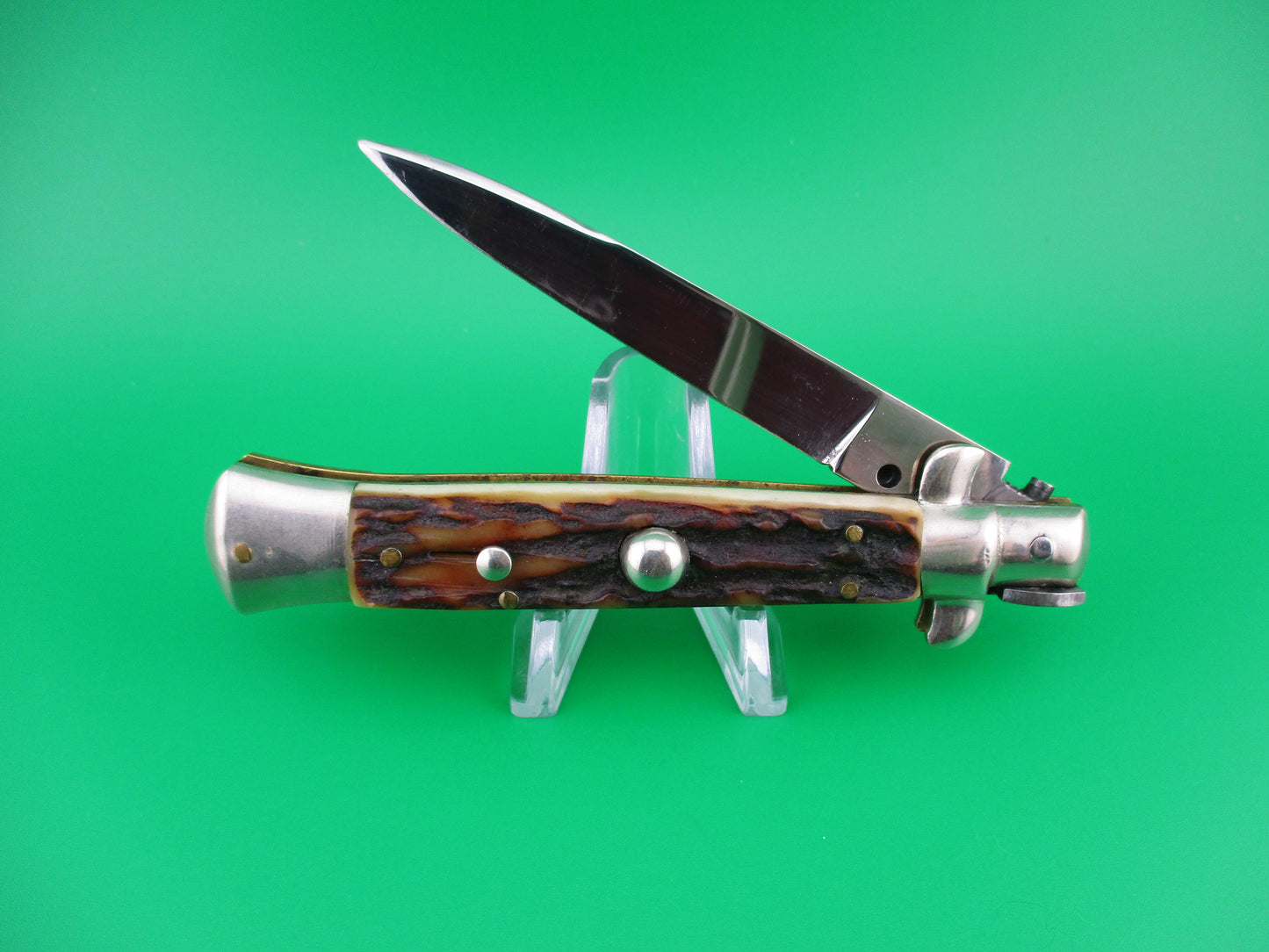 Rostfrei IMPORT 20cm Italian Stag transitional switchblade Red dot