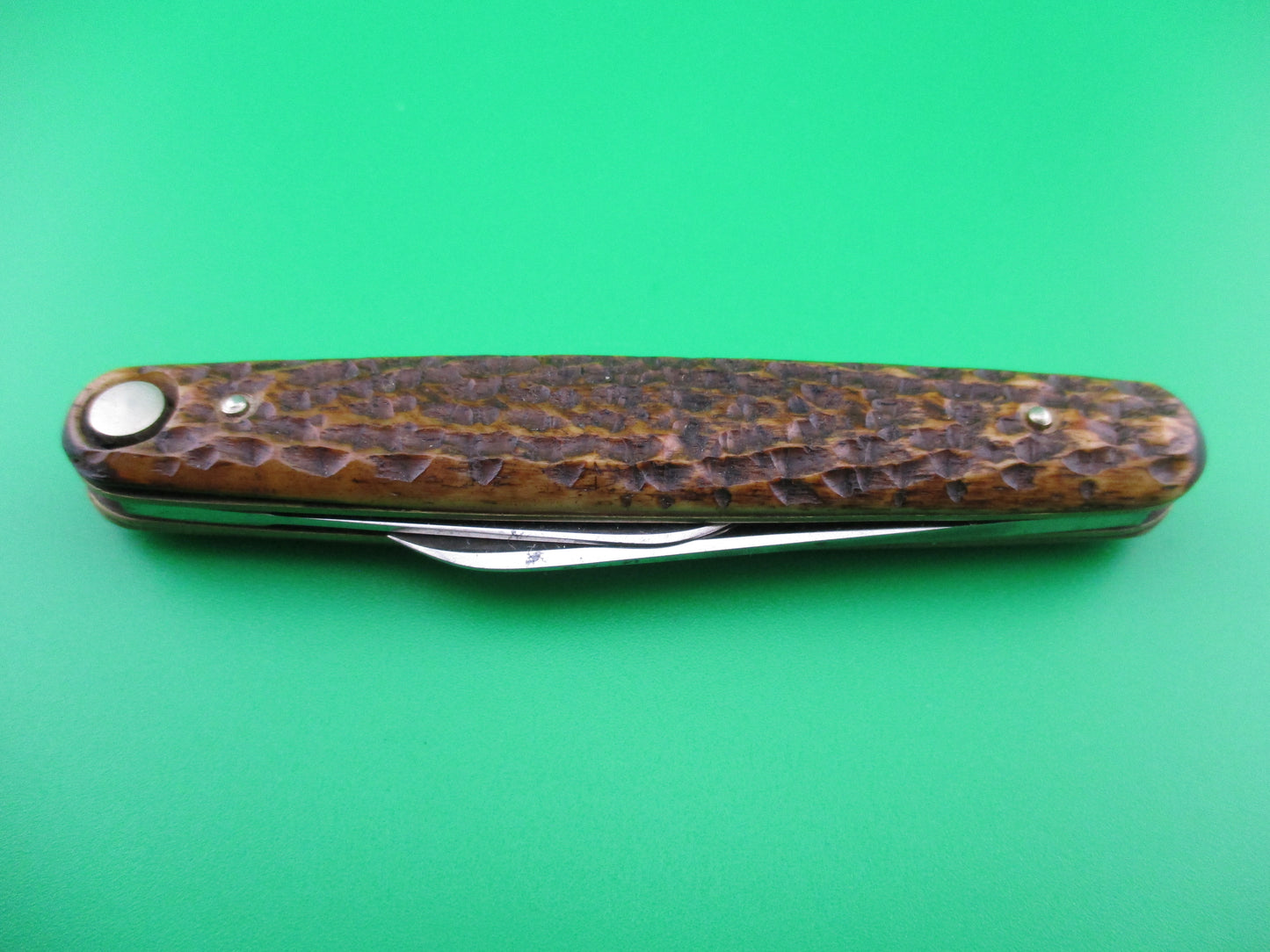 z Press Button Knife Co Medium double bone Etched NOTREVO