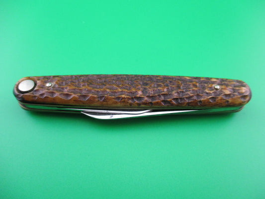 z Press Button Knife Co Medium double bone Etched NOTREVO