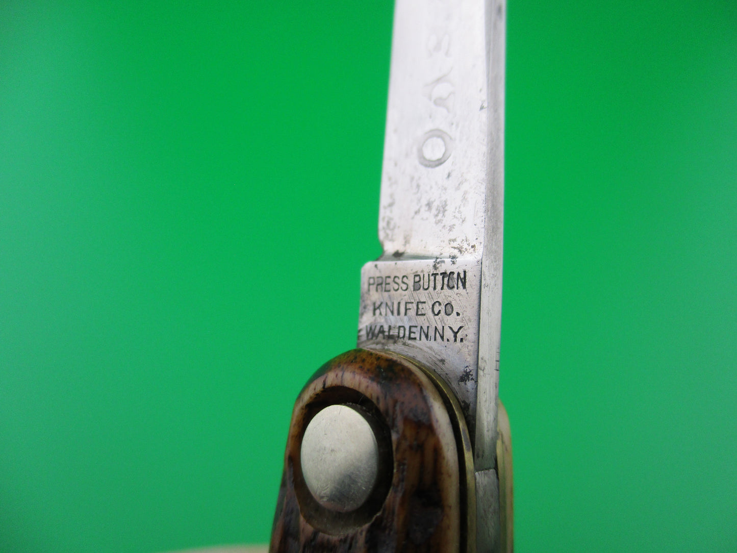 z Press Button Knife Co Medium double bone Etched NOTREVO
