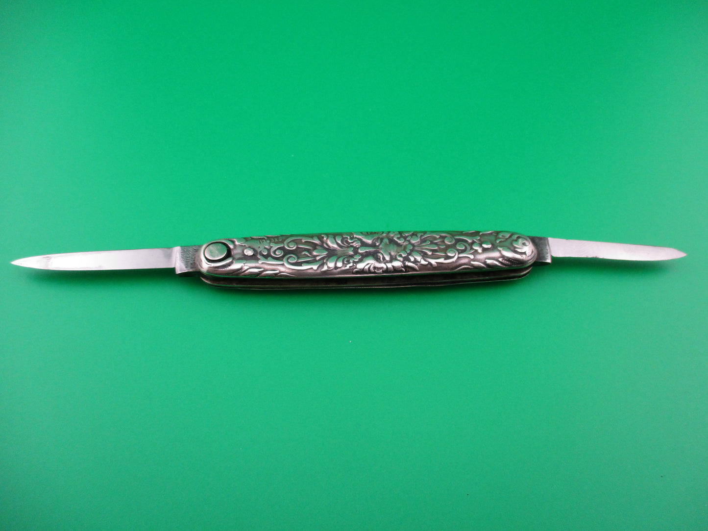 z Press Button Knife Co medium Sterling Silver Satyr double switchblade