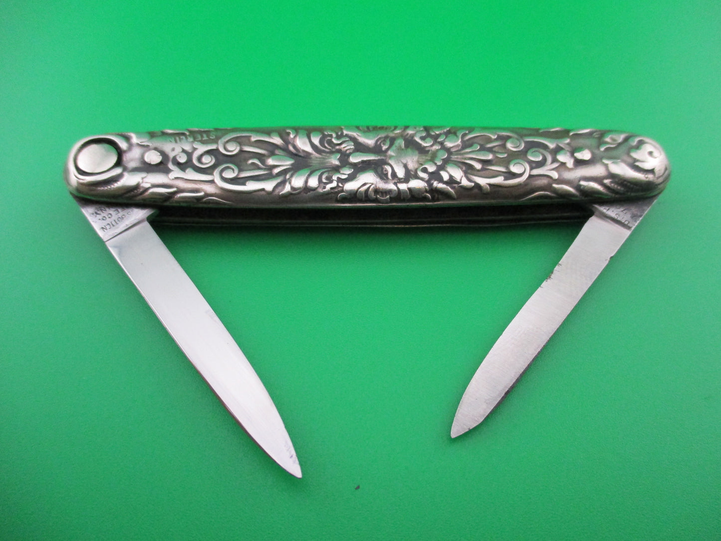 z Press Button Knife Co medium Sterling Silver Satyr double switchblade