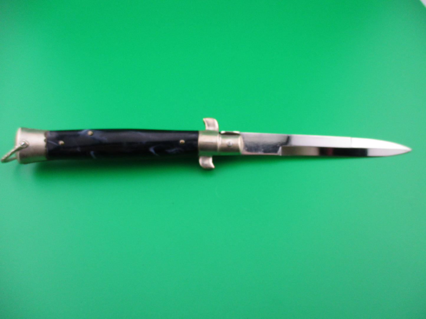 Vintage Japanese 23cm Picklock Blue swirl NOS automatic knife