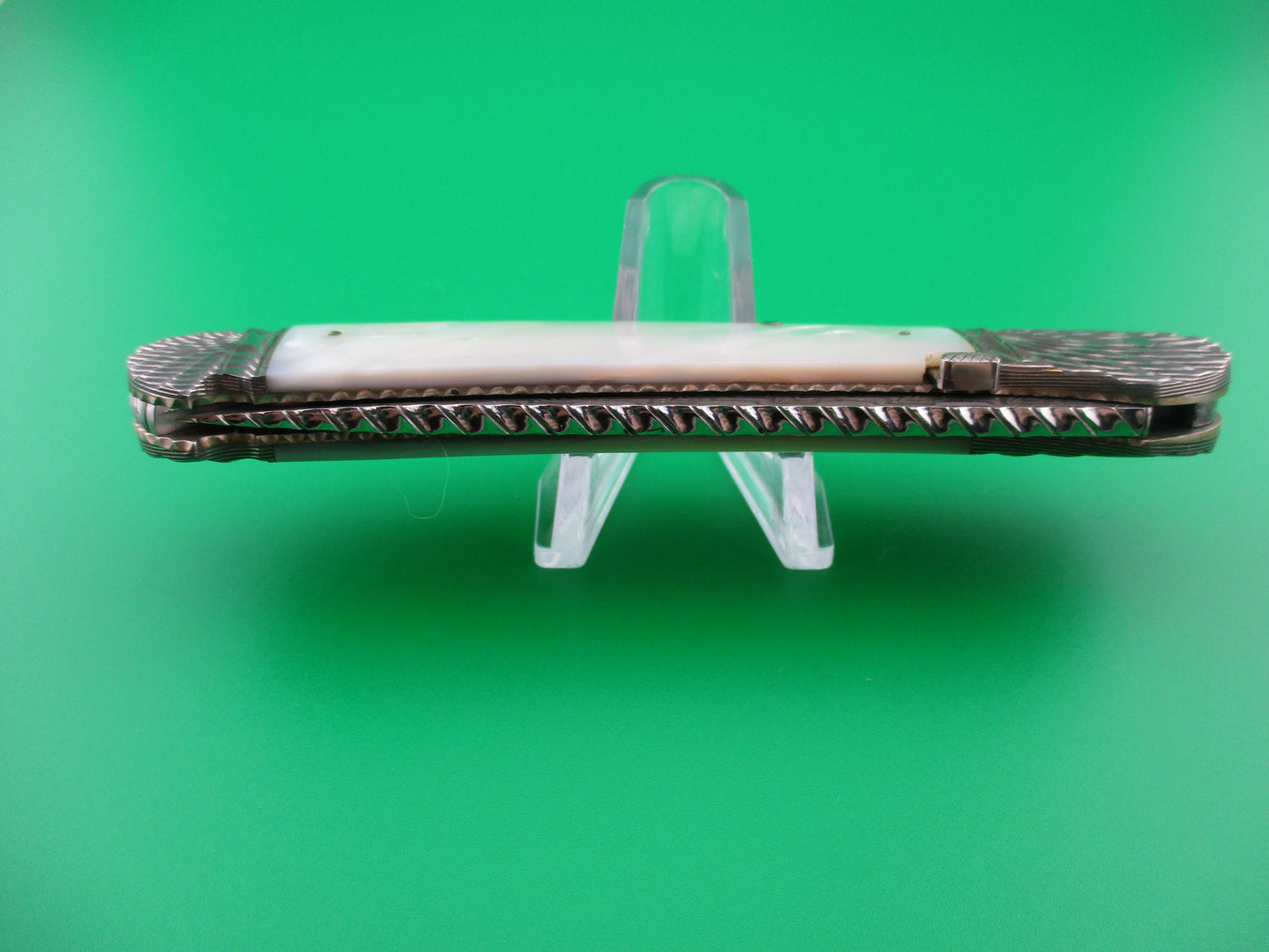 z Ken Steigerwalt Prototype Damascus Mother of Pearl Lefty Automatic Custom knife