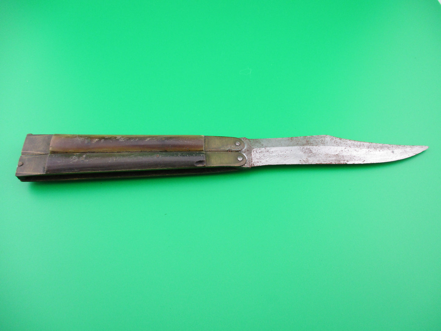 z Butterfly Balisong Vintage Knife from Philippines with leather sheath