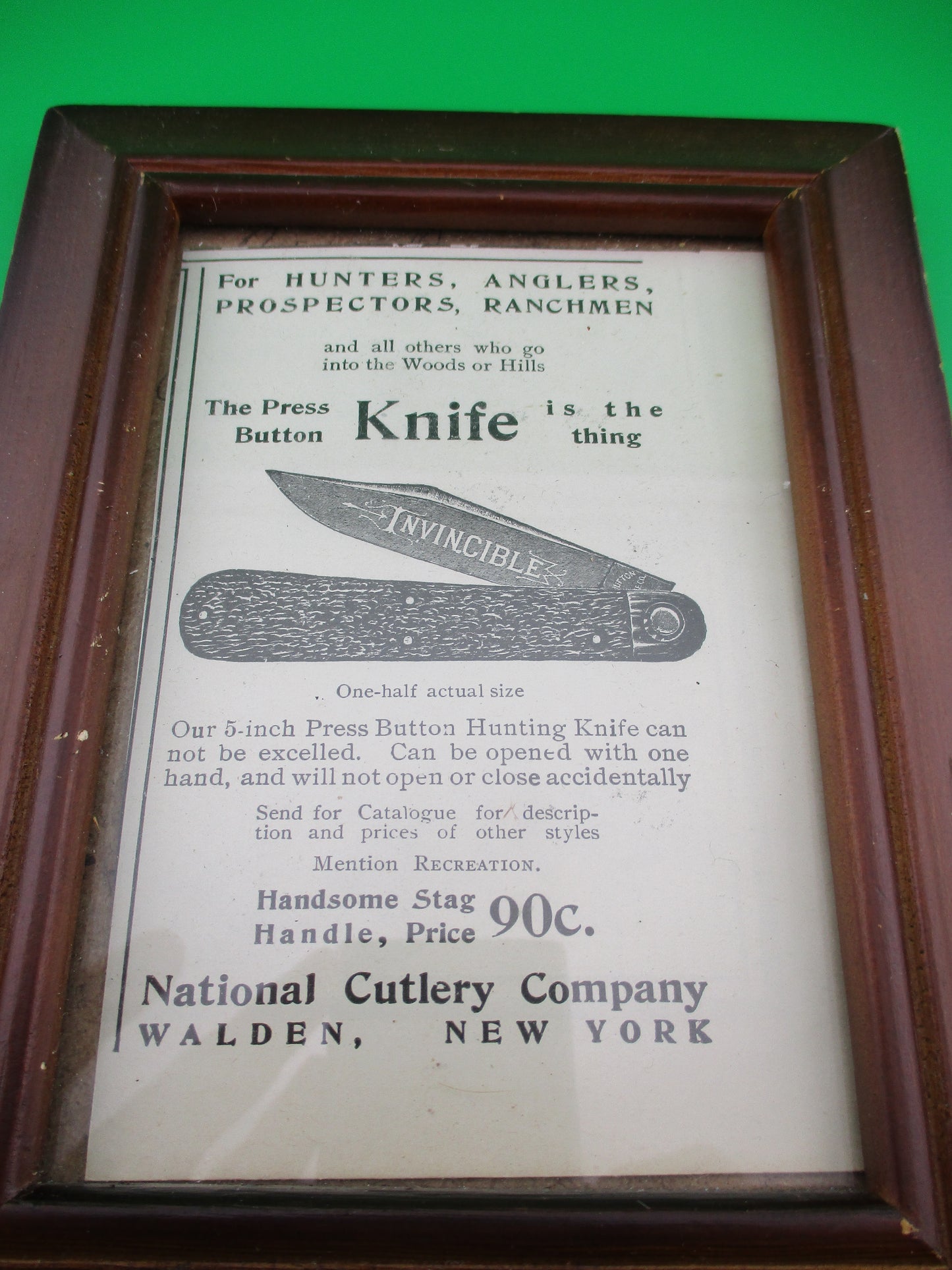 z Framed PBKC Invincible Ad National Cutlery Co
