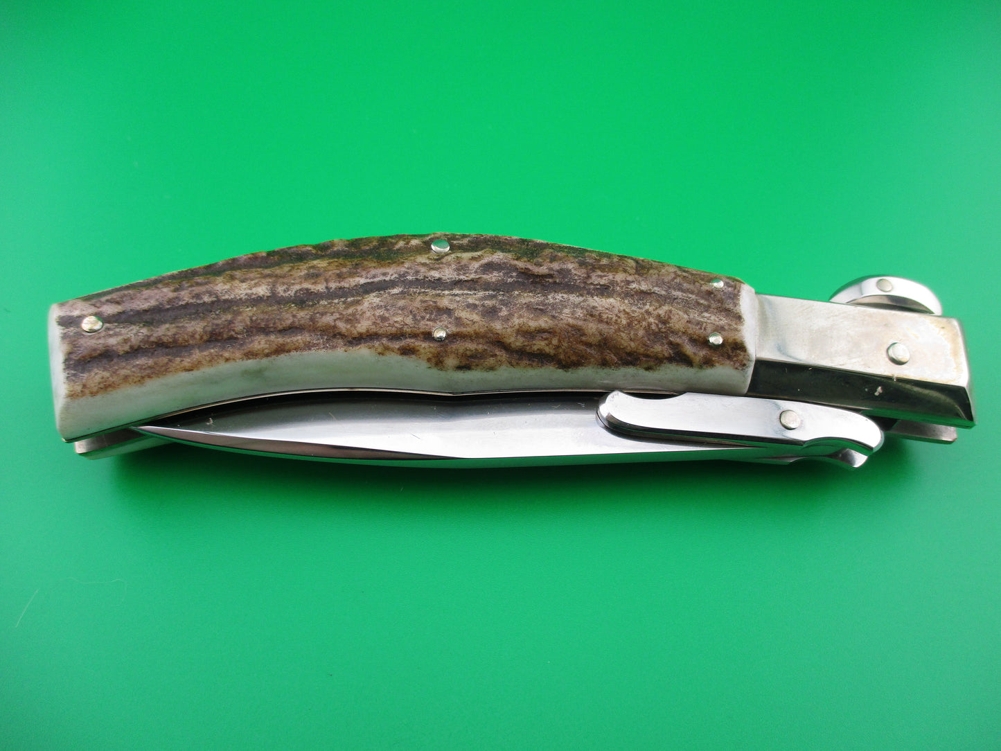 z Lepre Managio Italian 25cm Picklock Stag Swing guard automatic knife