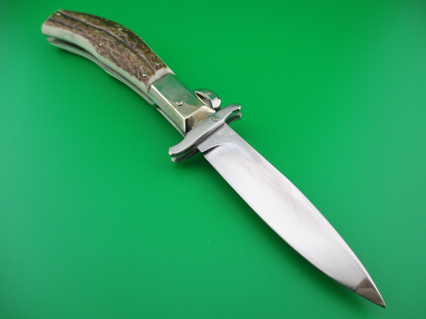z Lepre Managio Italian 25cm Picklock Stag Swing guard automatic knife