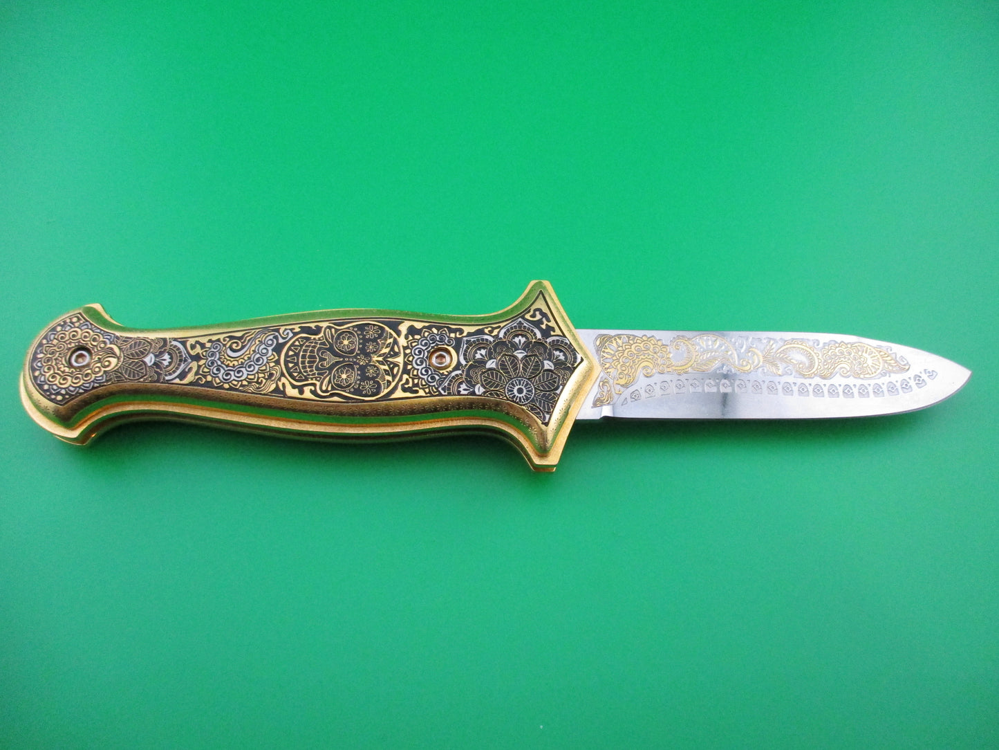 AGA CAMPOLIN GOLD AURY 1 of 20 Dia de la Muertos automatic knife