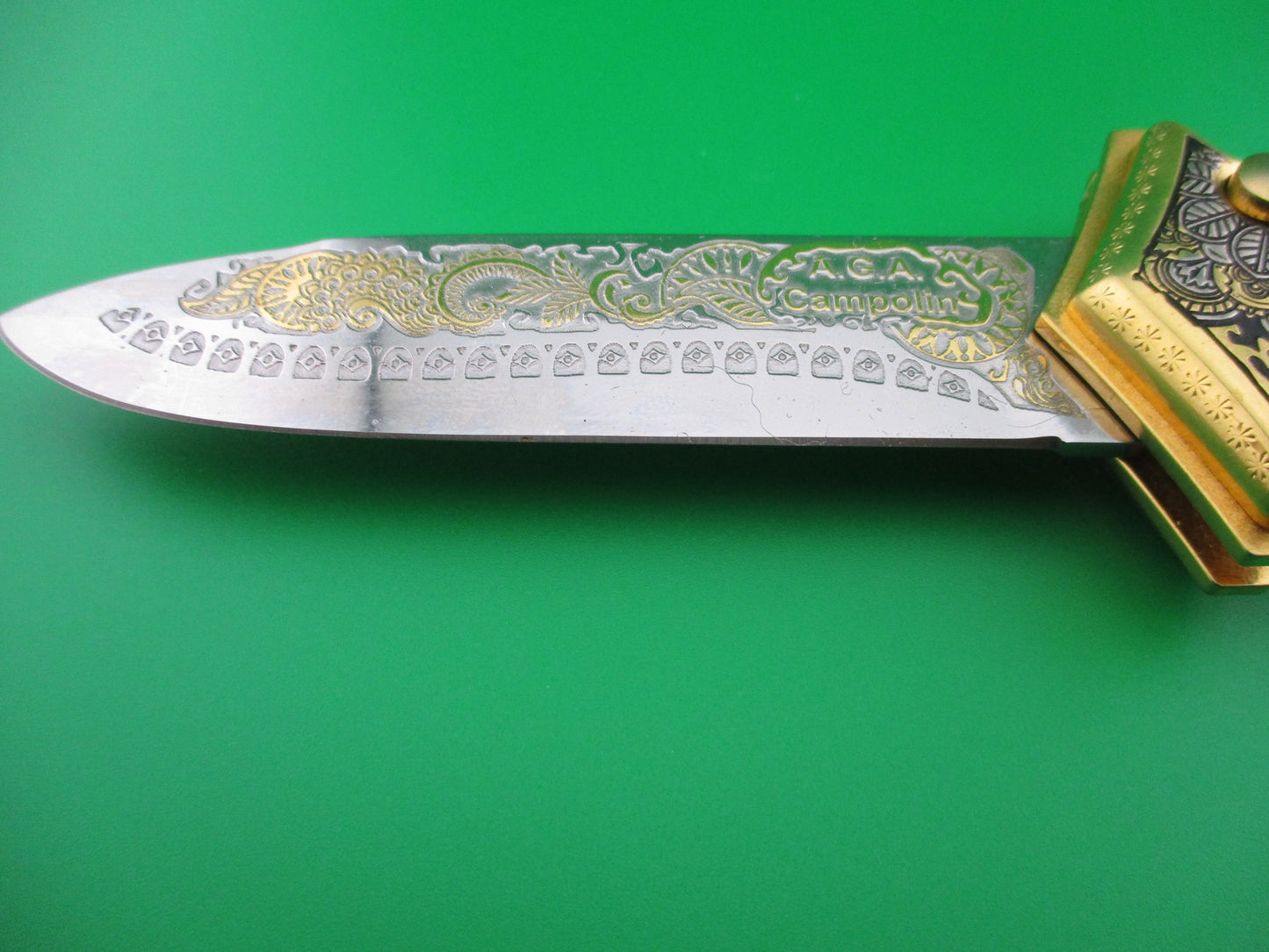 AGA CAMPOLIN GOLD AURY 1 of 20 Dia de la Muertos automatic knife