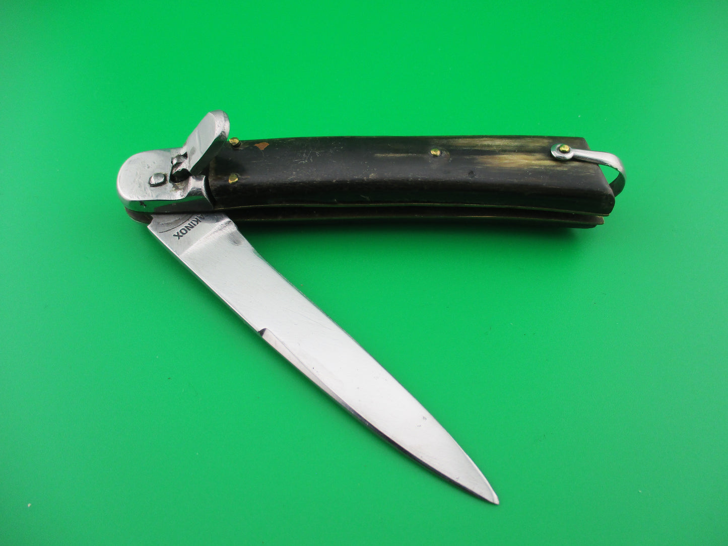 MAKINOX Vintage French 21cm Lever knife Horn scales automatic knife