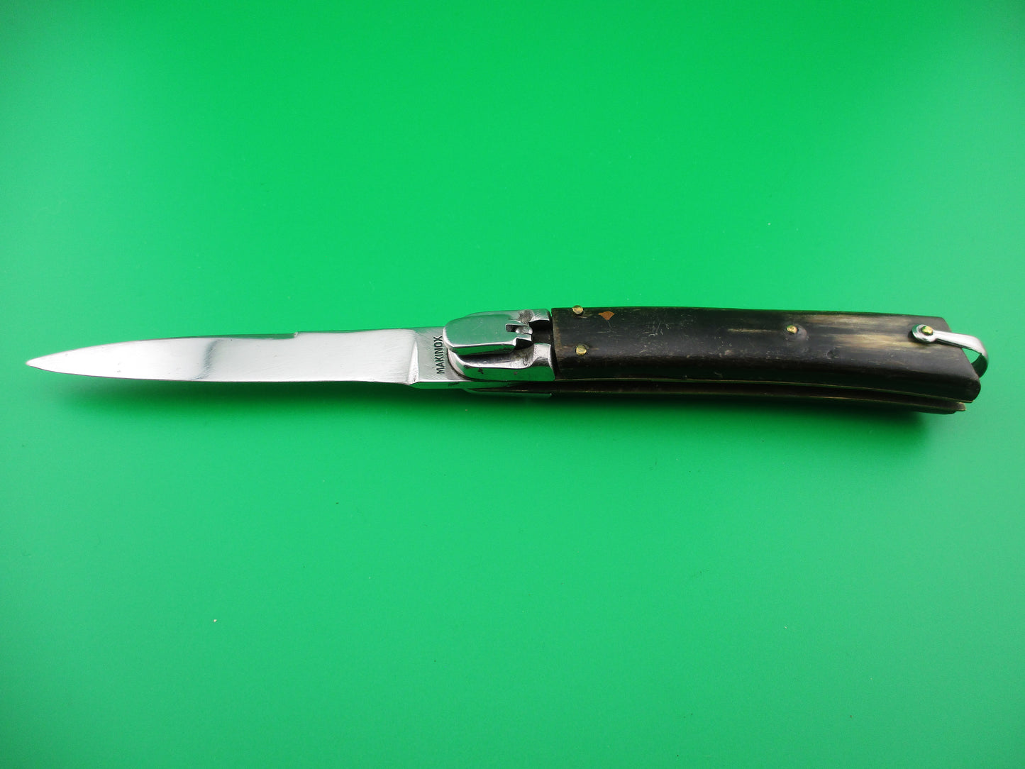 MAKINOX Vintage French 21cm Lever knife Horn scales automatic knife