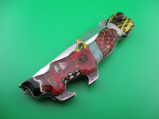 z RPK 15cm Russian Prison Knife Keychain switchblade Dragon bottle opener