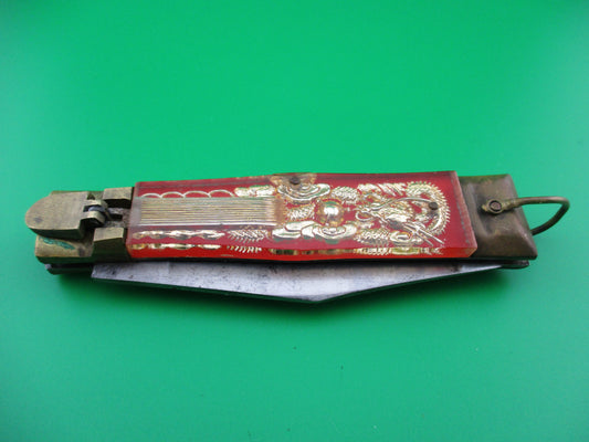z Bullfighter 19cm Red Gold Vintage Mexican Souvenir lever switchblade knife 2