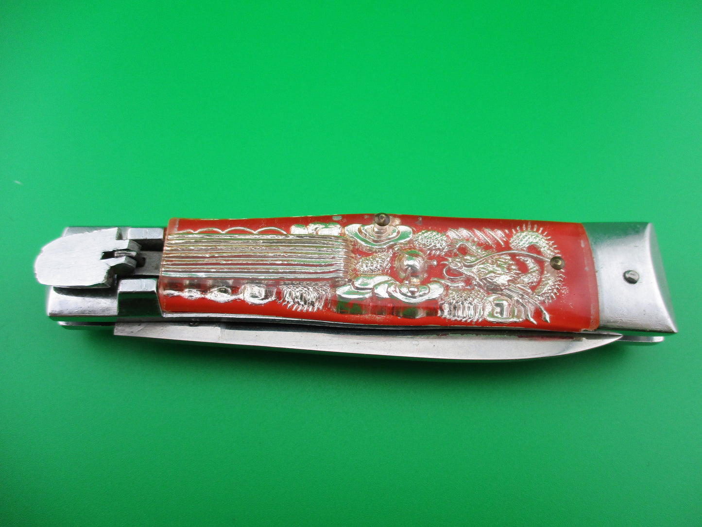 z STAINLESS STEEL Bullfighter Dragon 19cm Vintage Red Mexican Souvenir switchblade knife