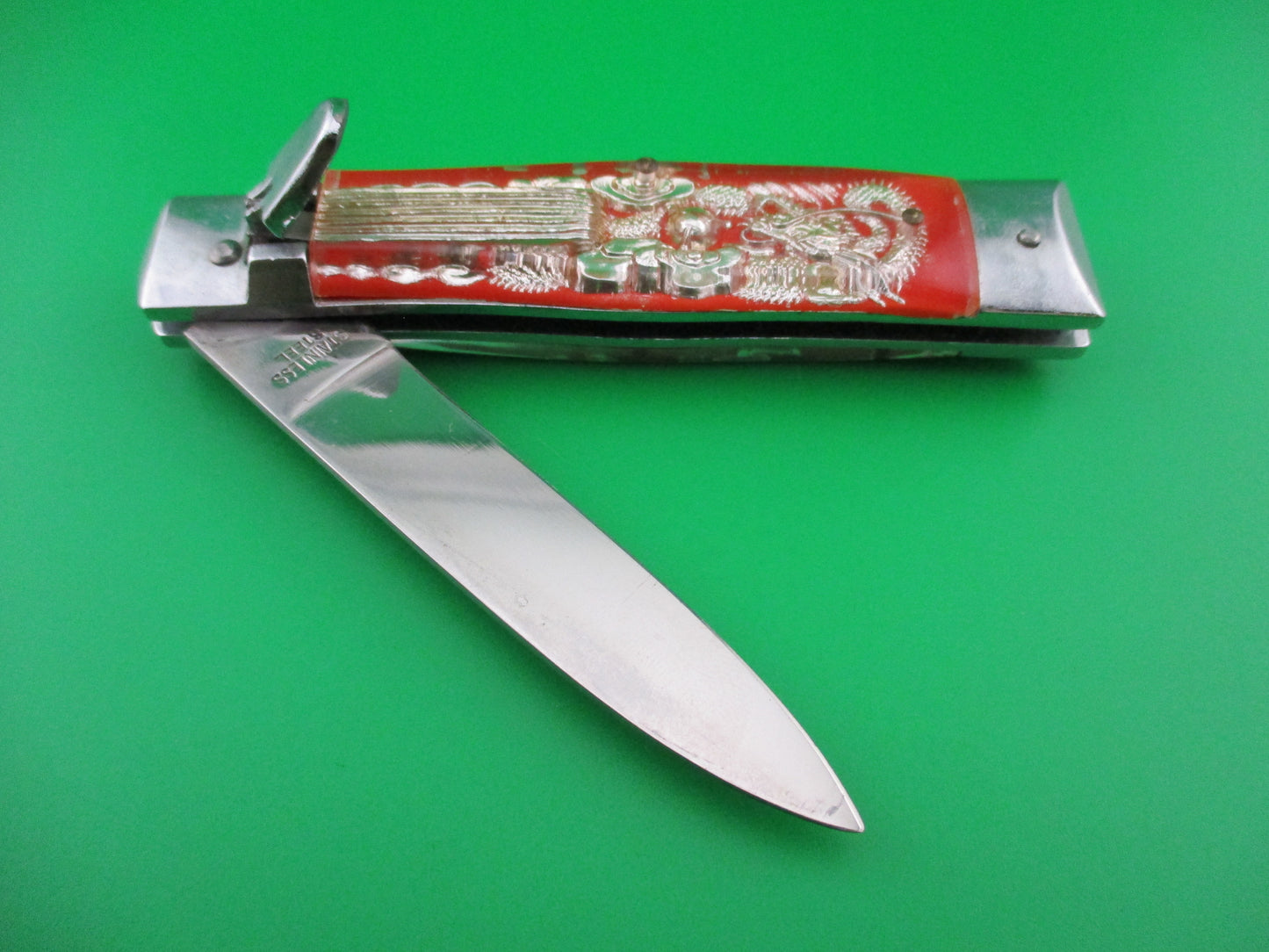 z STAINLESS STEEL Bullfighter Dragon 19cm Vintage Red Mexican Souvenir switchblade knife