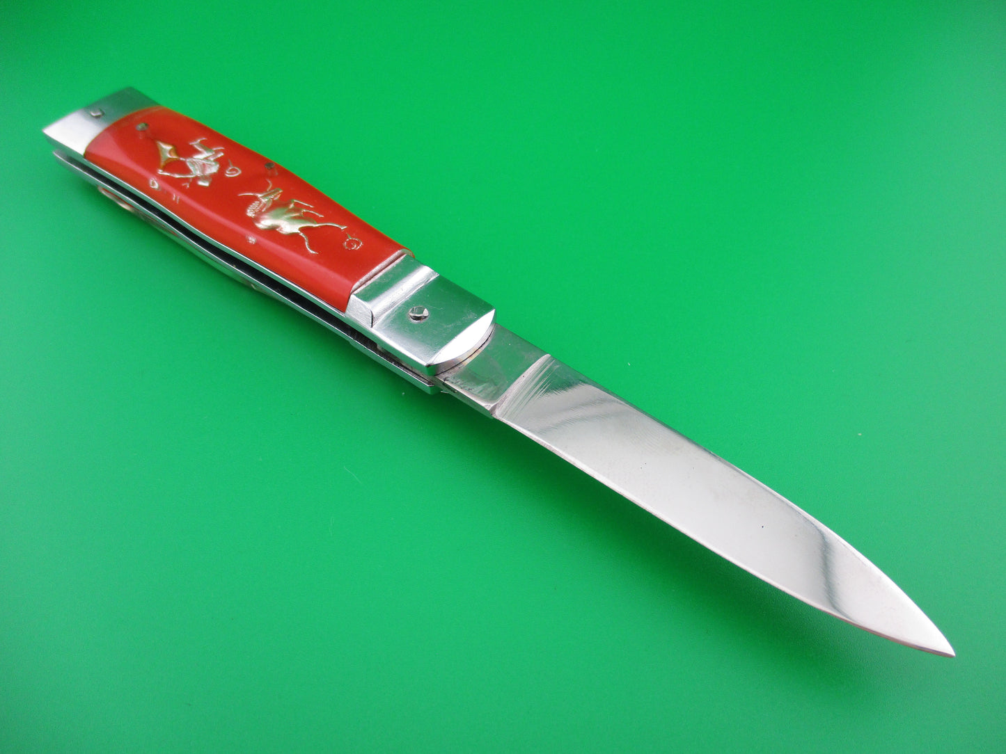 z STAINLESS STEEL Bullfighter Dragon 19cm Vintage Red Mexican Souvenir switchblade knife