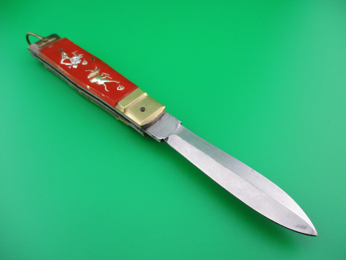z STAINLESS STEEL Bullfighter Dragon 19cm Vintage Mexican Souvenir Spearpoint switchblade knife