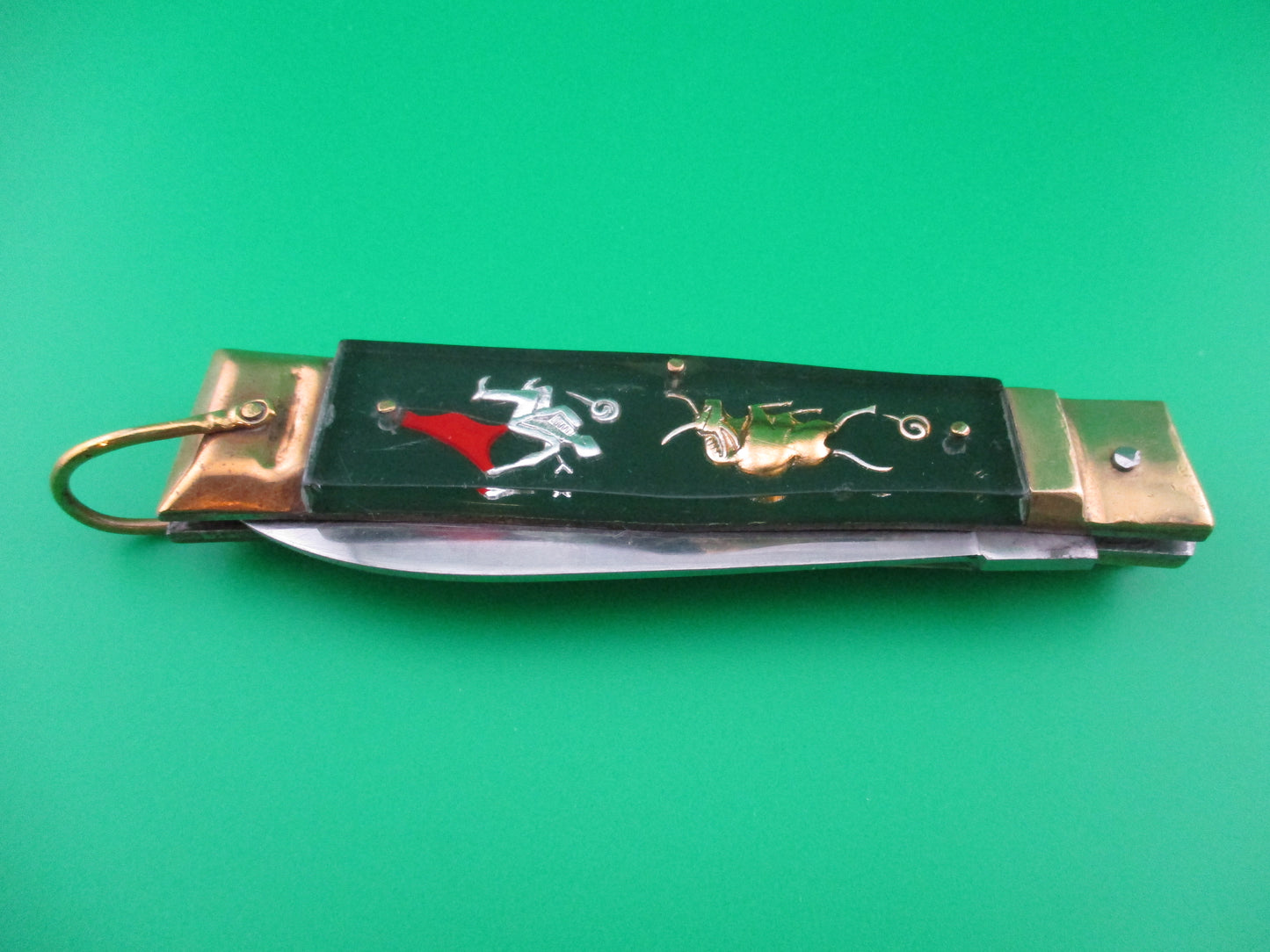 z STAINLESS STEEL Bullfighter Dragon 19cm Vintage Japanese lever Spearpoint switchblade