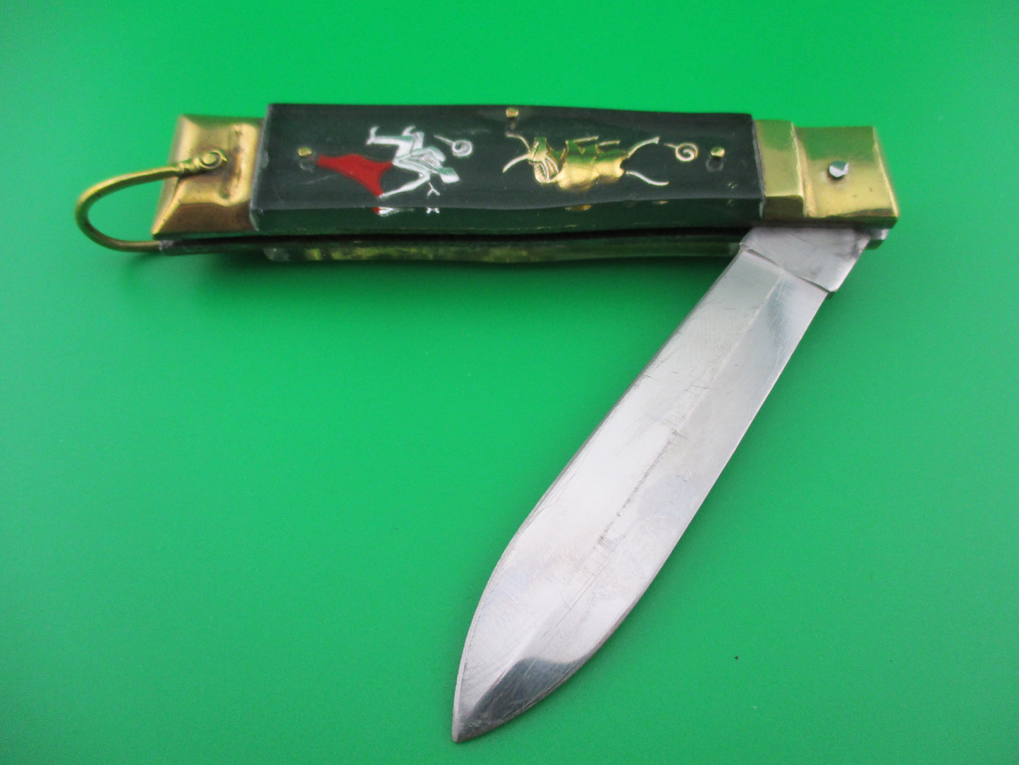 z STAINLESS STEEL Bullfighter Dragon 19cm Vintage Japanese lever Spearpoint switchblade