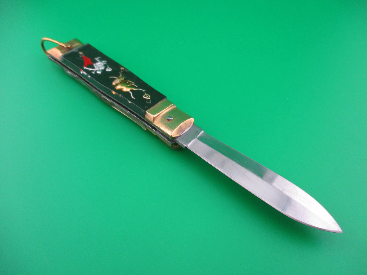 z STAINLESS STEEL Bullfighter Dragon 19cm Vintage Japanese lever Spearpoint switchblade