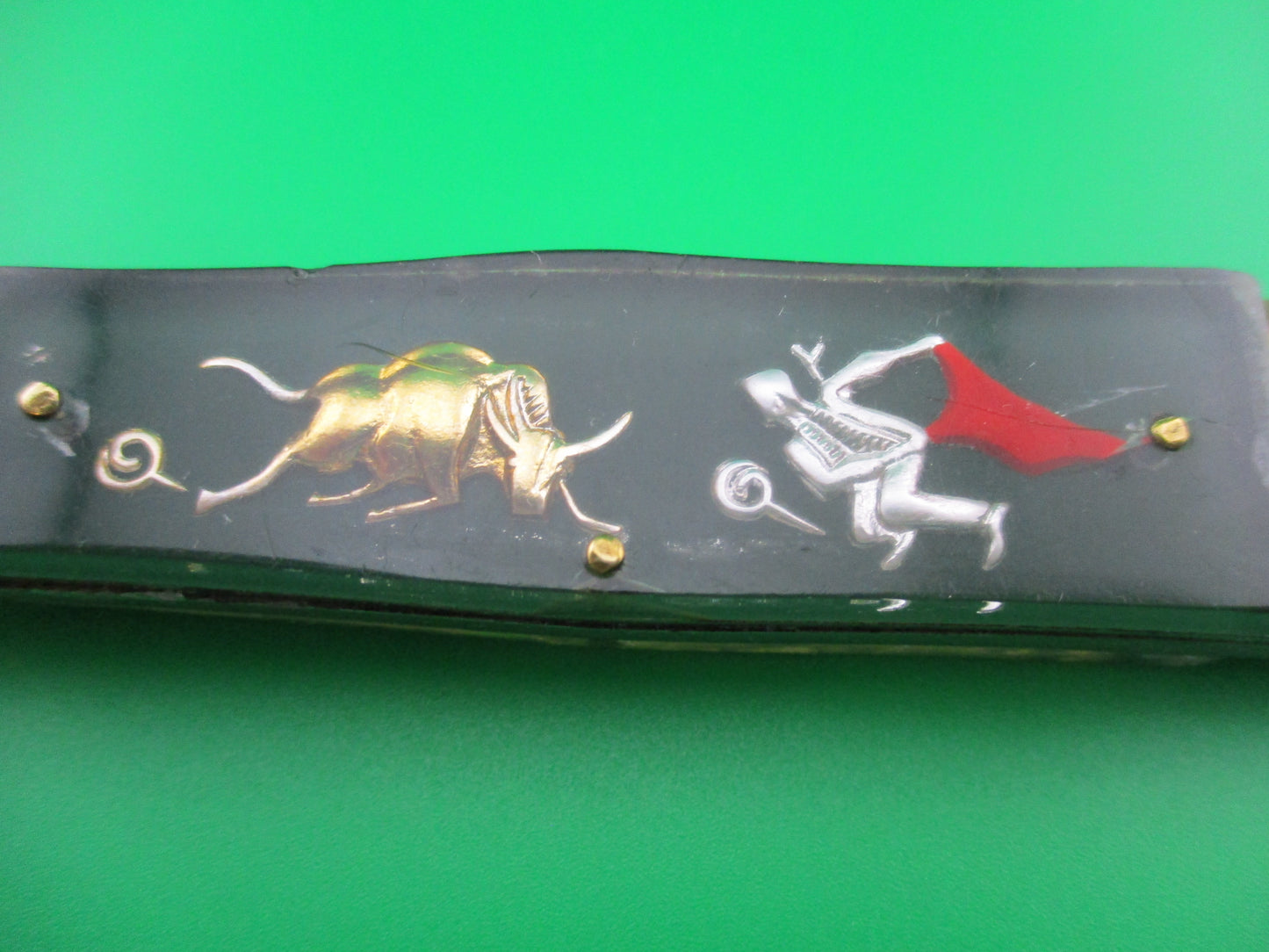 z STAINLESS STEEL Bullfighter Dragon 19cm Vintage Japanese lever Spearpoint switchblade