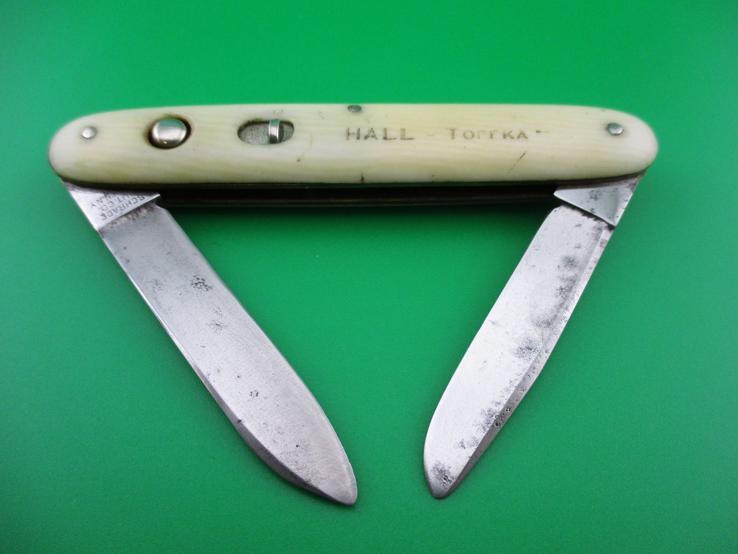 z Schrade Cut Co medium double Hall Topeka Ivory Cell Spey/spear combo Office knife