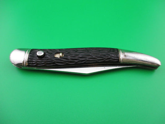 z Imperial 1950s vintage Toothpick Black Imitation jigged bone switchblade