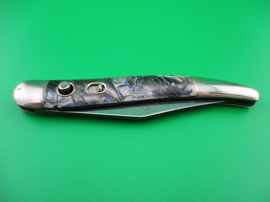 z Hammer Brand Imperial Toothpick Silver Pearl & Blue 1950s vintage switchblade