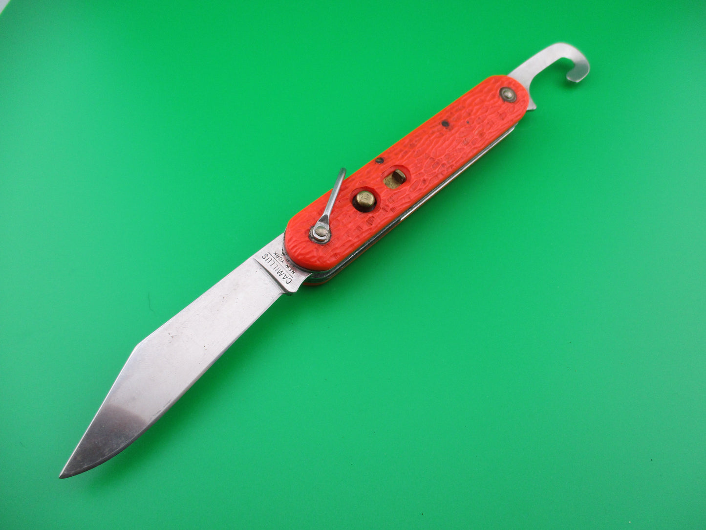 z CAMILLUS vintage MC1 Orange paratrooper automatic knife with hook blade