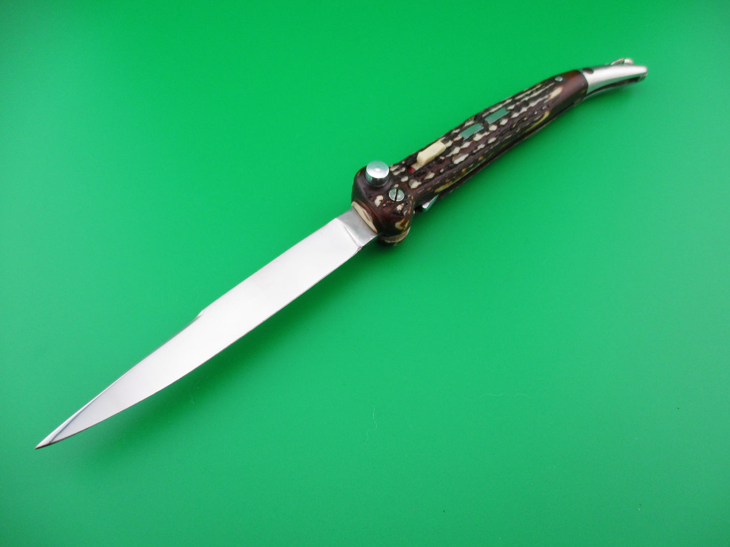 SMASH 24cm Vintage French Toothpick Faux Stag automatic knife