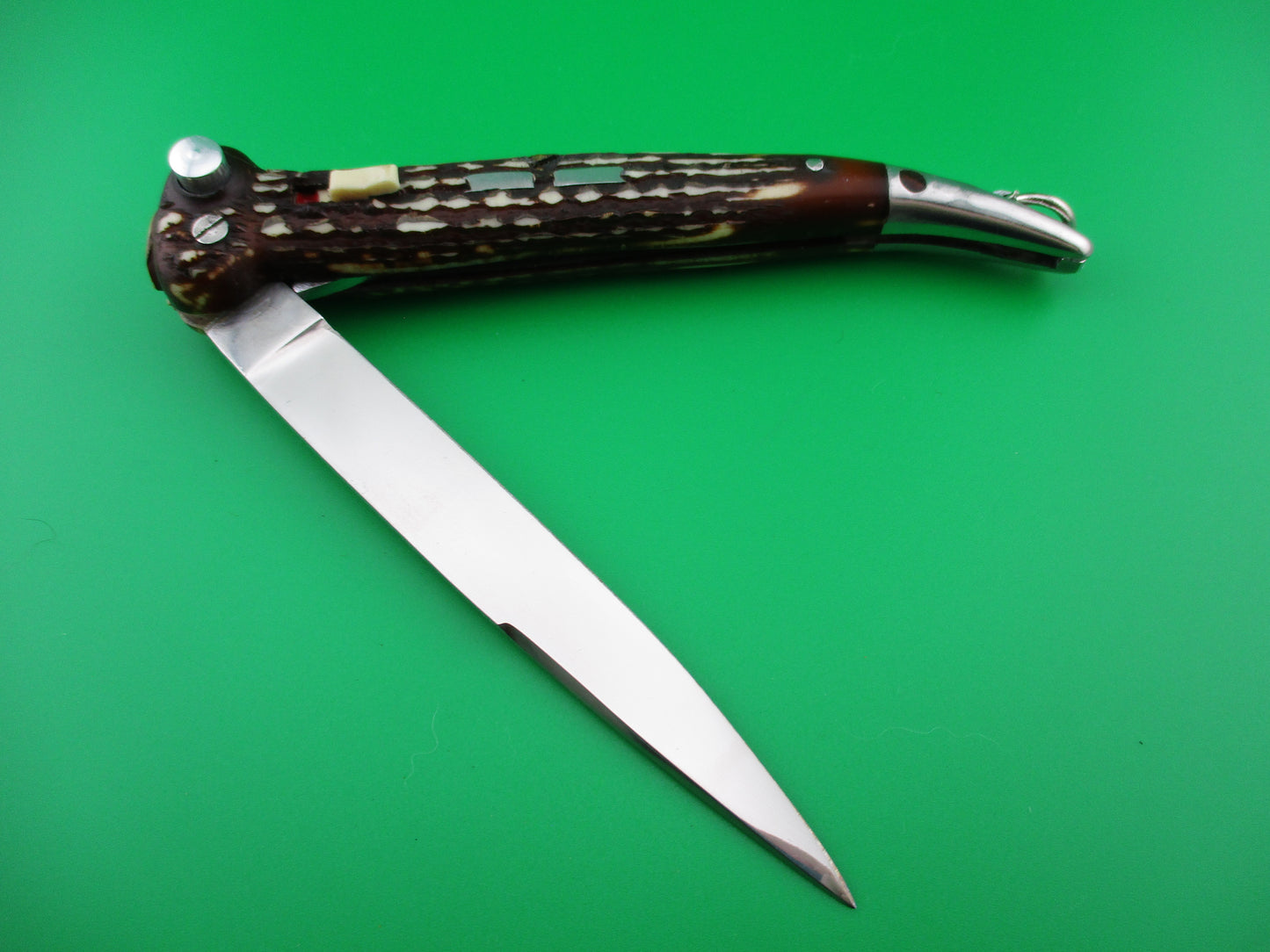 SMASH 24cm Vintage French Toothpick Faux Stag automatic knife