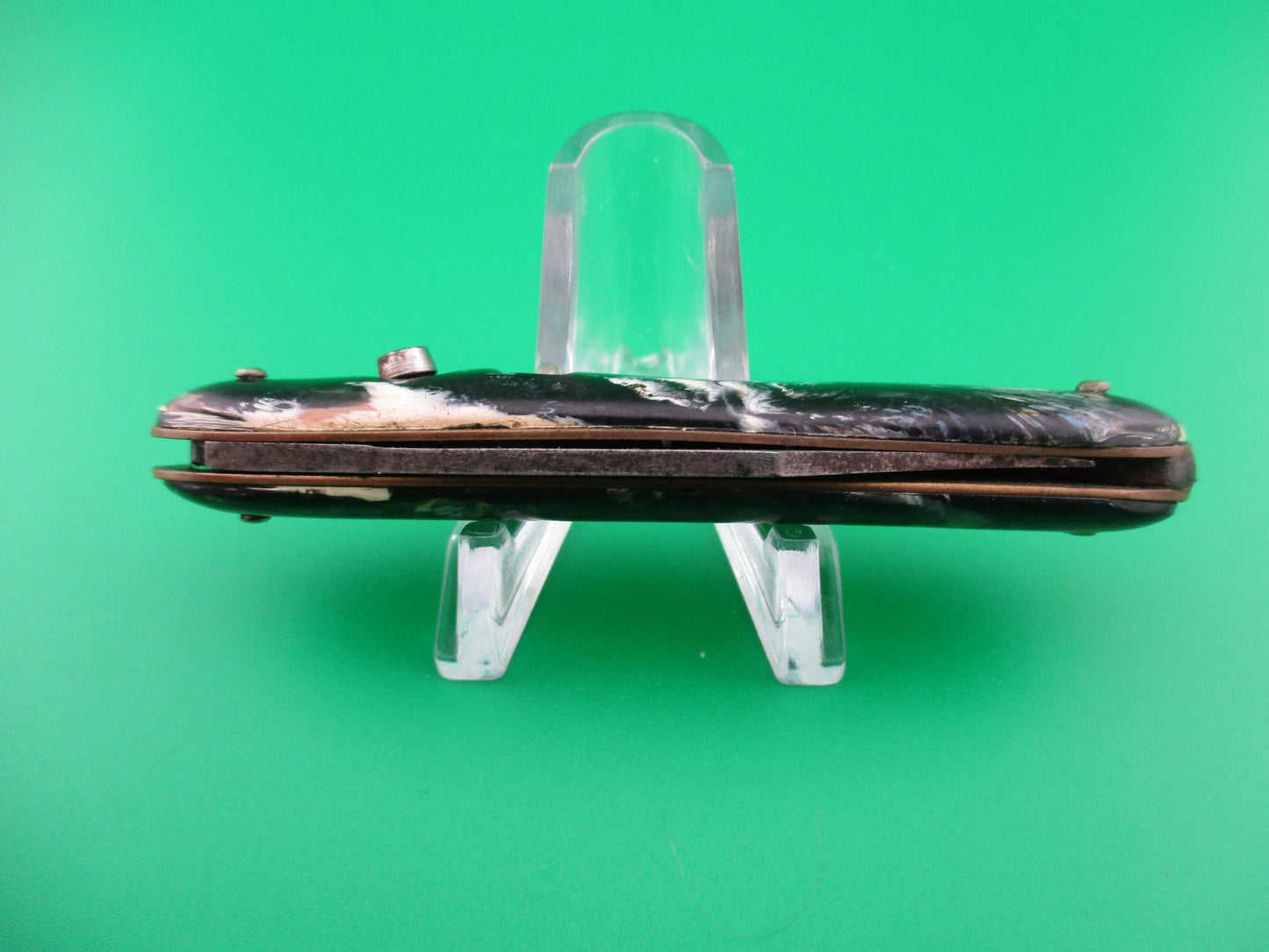 Edgemaster Cigar Jack Vintage 1950s Blue Black White swirl switchblade