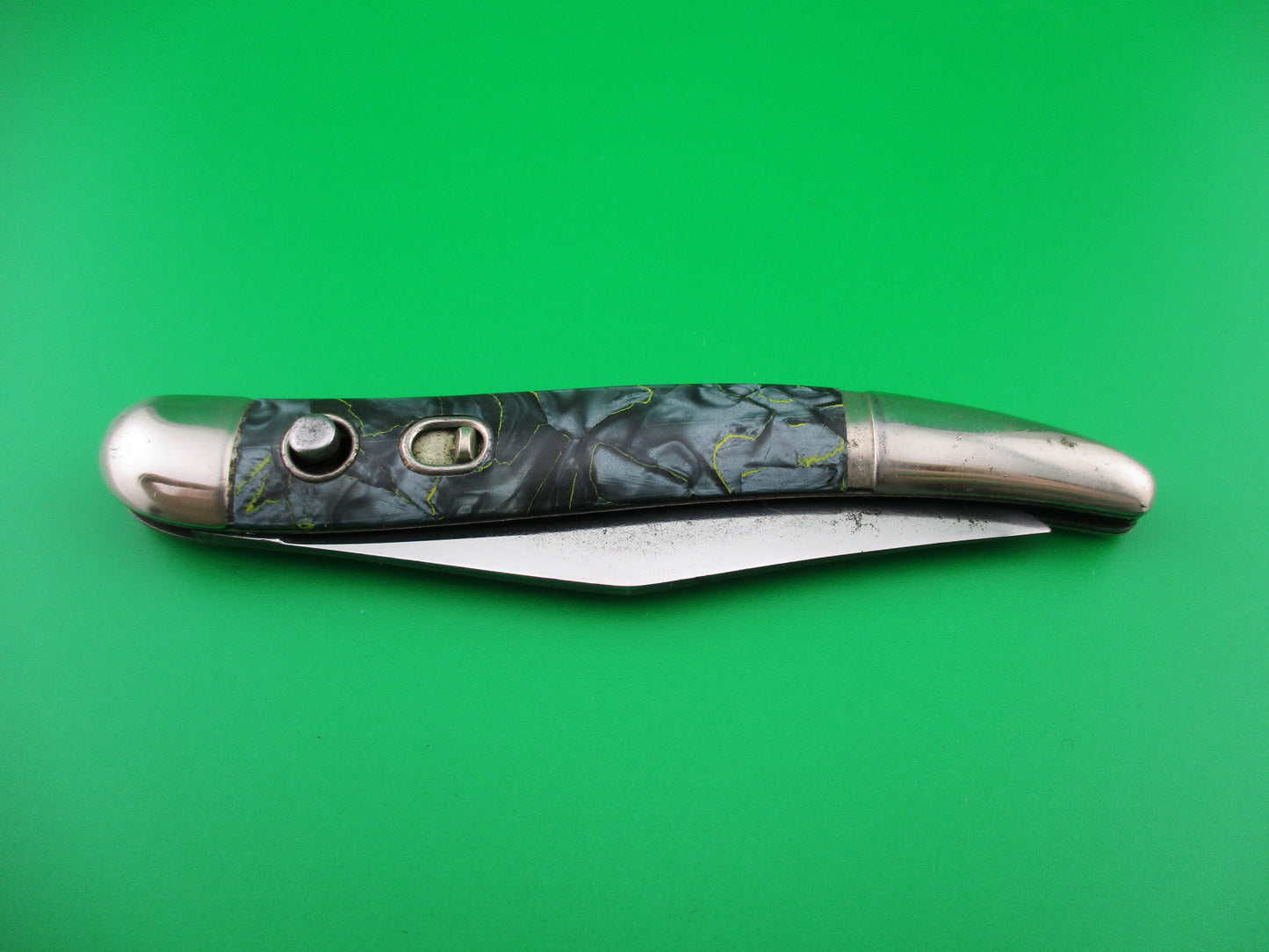 z Hammer Brand Imperial Toothpick Blue Pearl Yellow swirl vintage switchblade