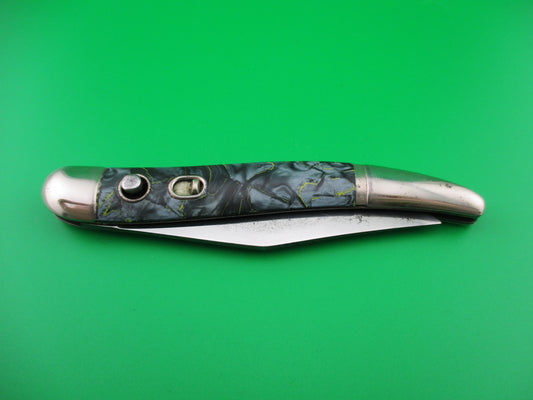 z Hammer Brand Imperial Toothpick Blue Pearl Yellow swirl vintage switchblade