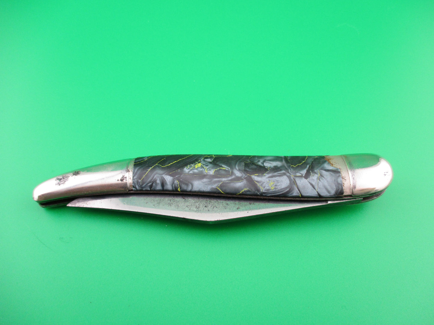 z Hammer Brand Imperial Toothpick Blue Pearl Yellow swirl vintage switchblade