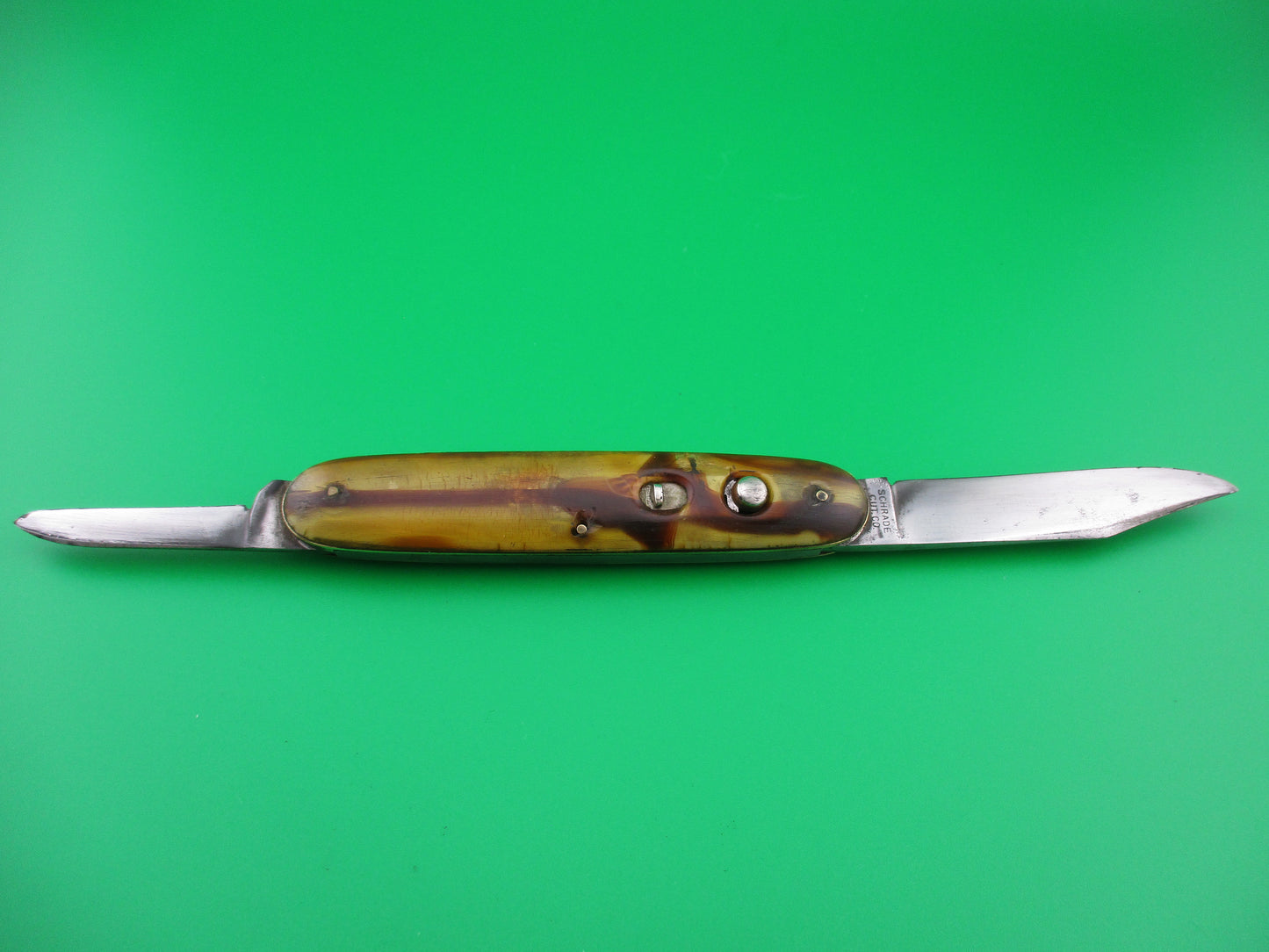 z Schrade Cut Co Large double Brown lined cream clip/pen blades