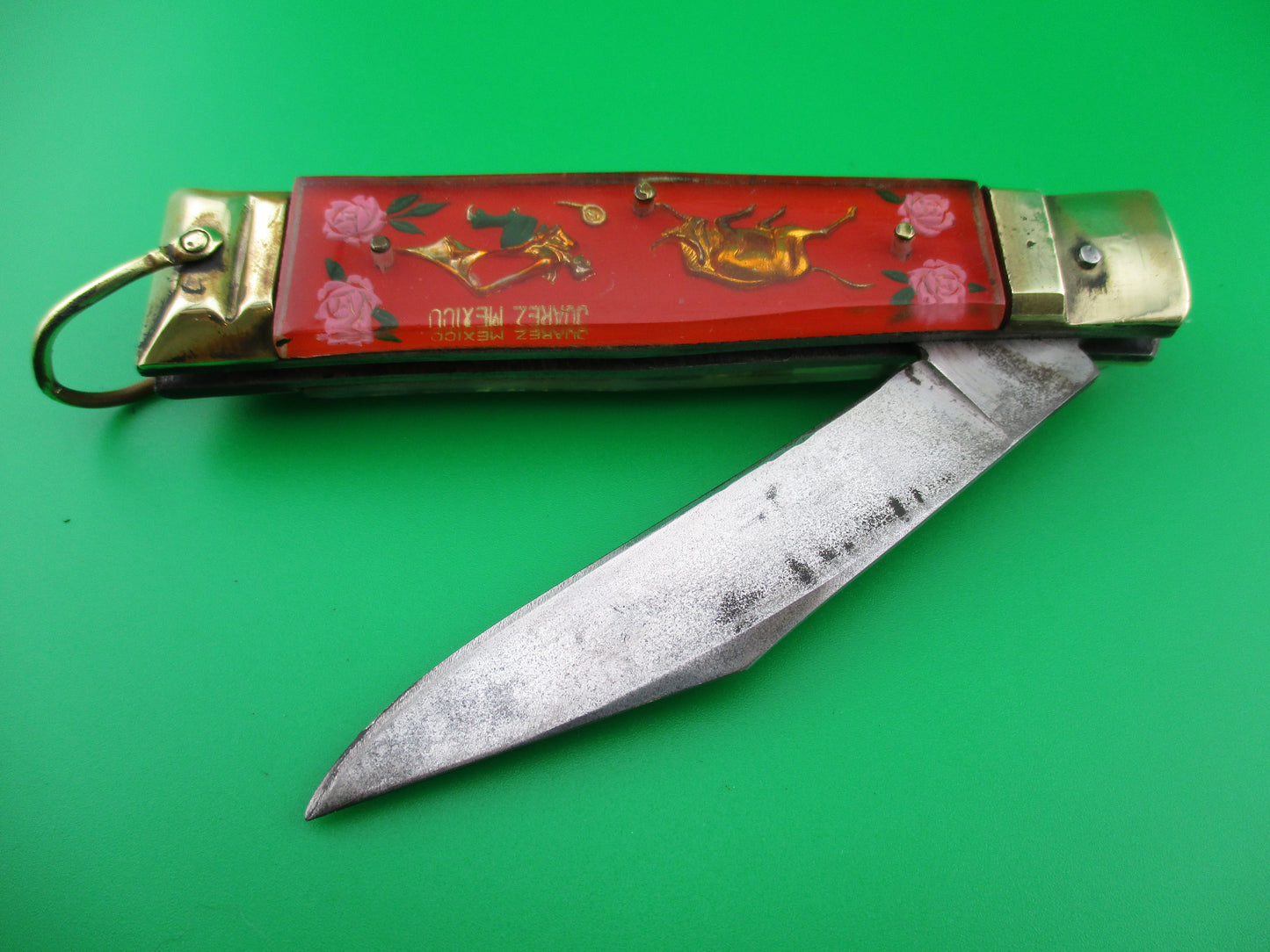 z HIGH CLASS Bullfighter Dragon 19cm Vintage Mexican High Class Souvenir Lever automatic knife
