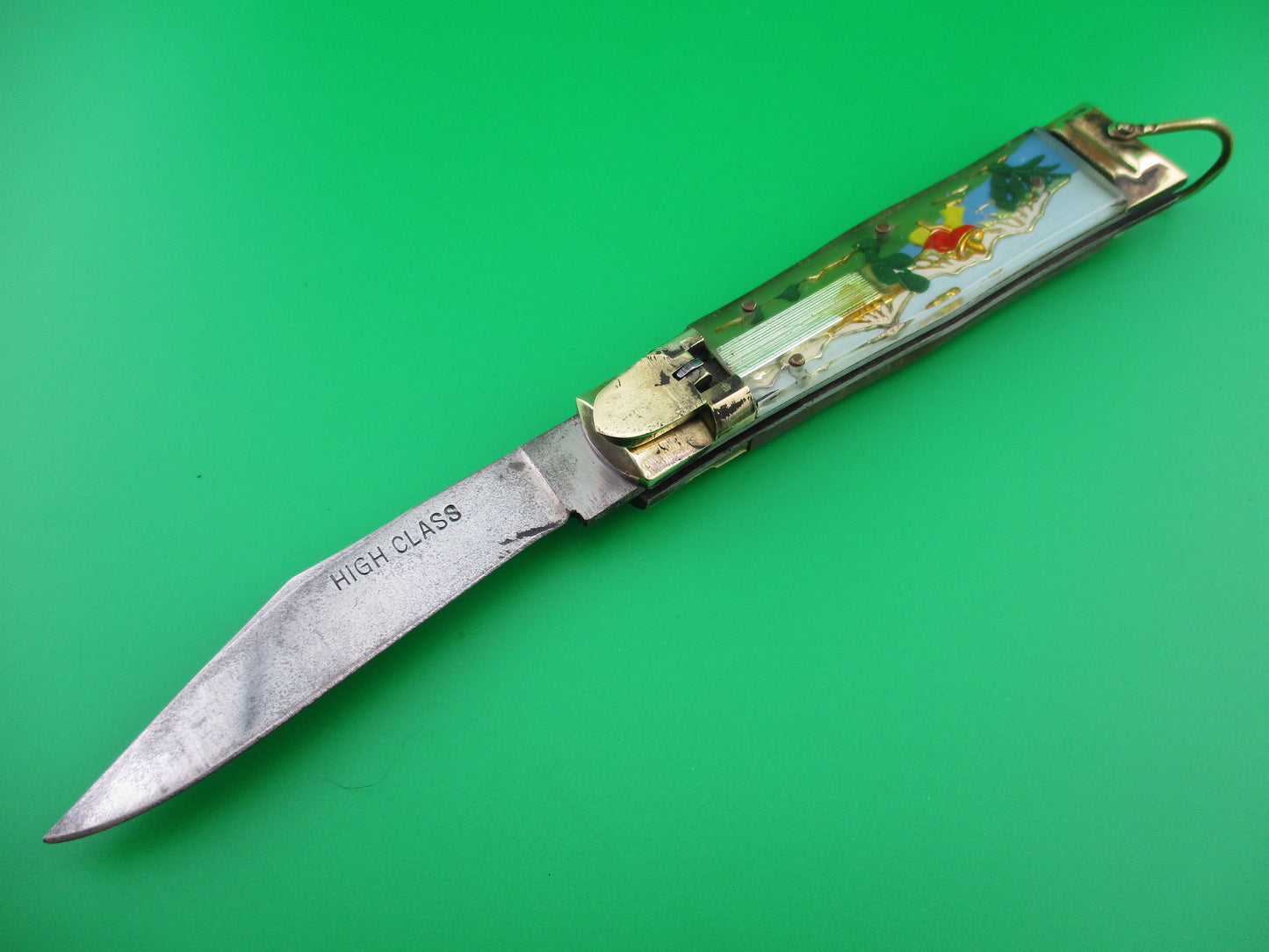z HIGH CLASS Bullfighter Dragon 19cm Vintage Mexican High Class Souvenir Lever automatic knife