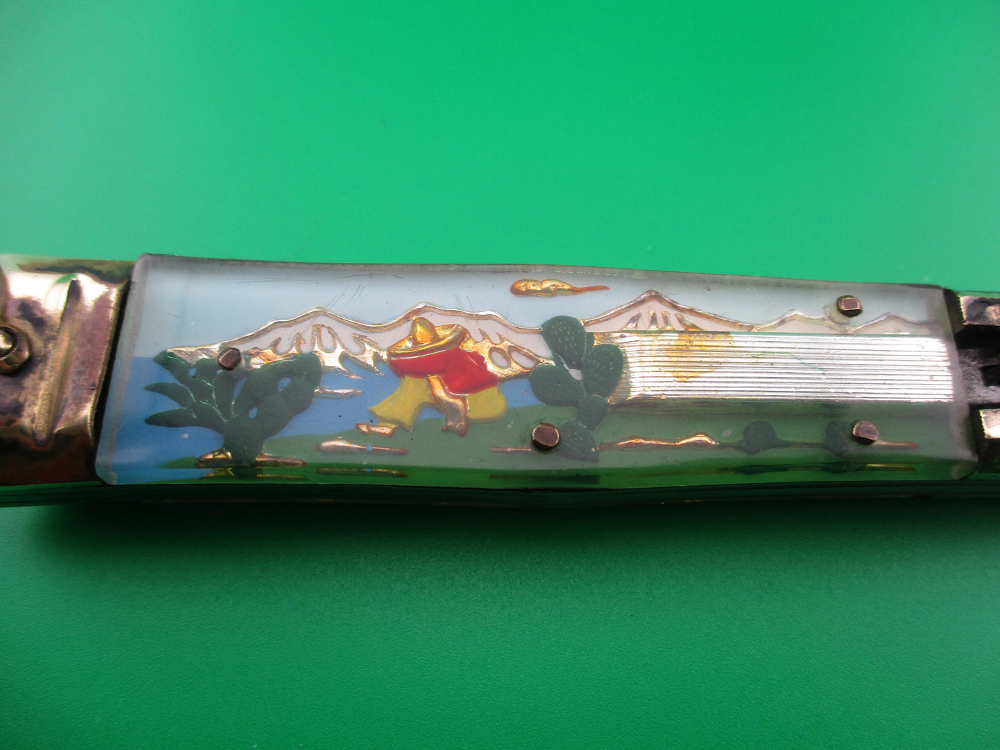 z HIGH CLASS Bullfighter Dragon 19cm Vintage Mexican High Class Souvenir Lever automatic knife