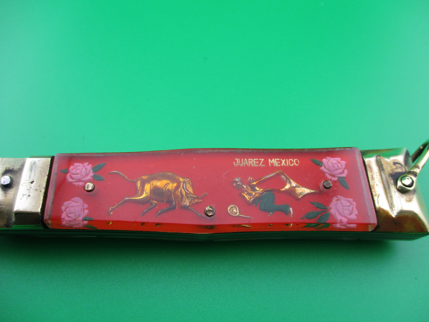 z HIGH CLASS Bullfighter Dragon 19cm Vintage Mexican High Class Souvenir Lever automatic knife