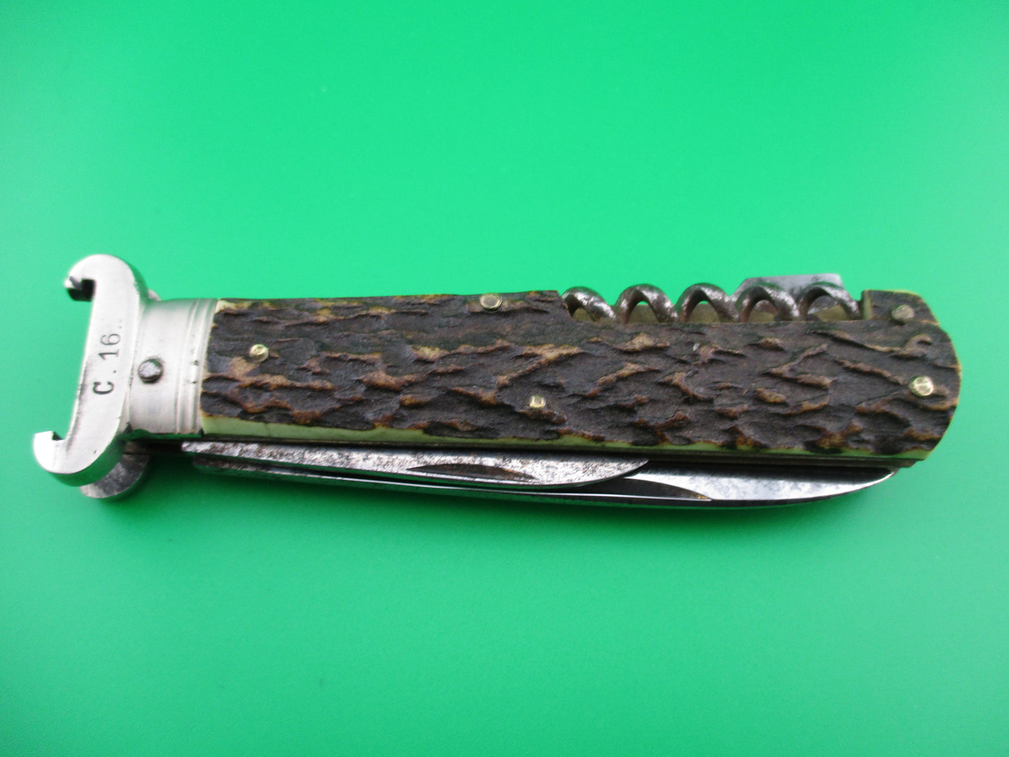 z Weltersbach SOLINGEN Germany NOS Stag Shell Puller Corkscrew multi blade Manual knife